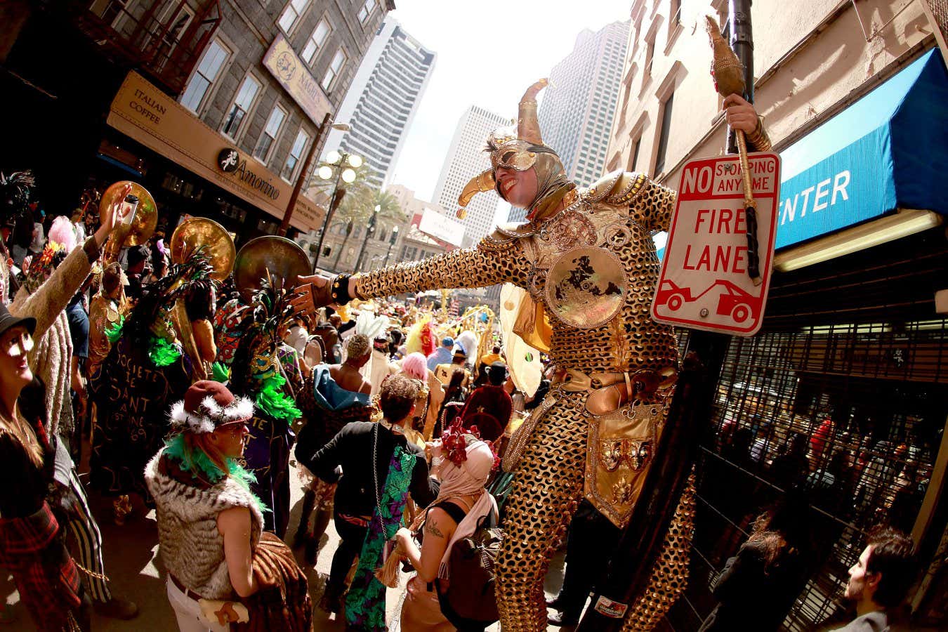 Members of the Krewe Of Saint Anne march down Royal Street Mardi Gras Day on March 05, 2019 in New Orleans, Louisiana.