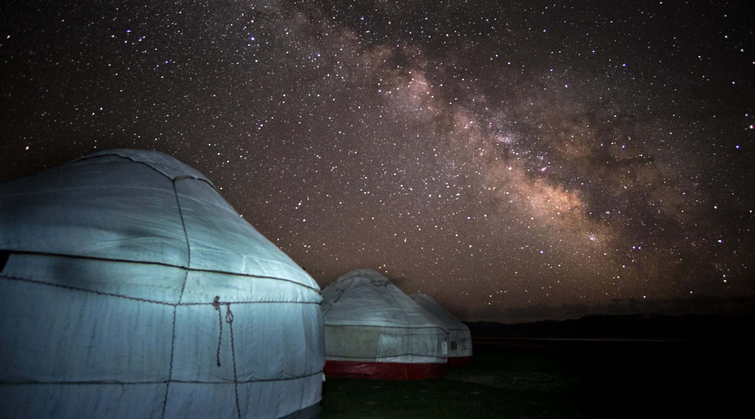 Milky way from central Asia yurt camp