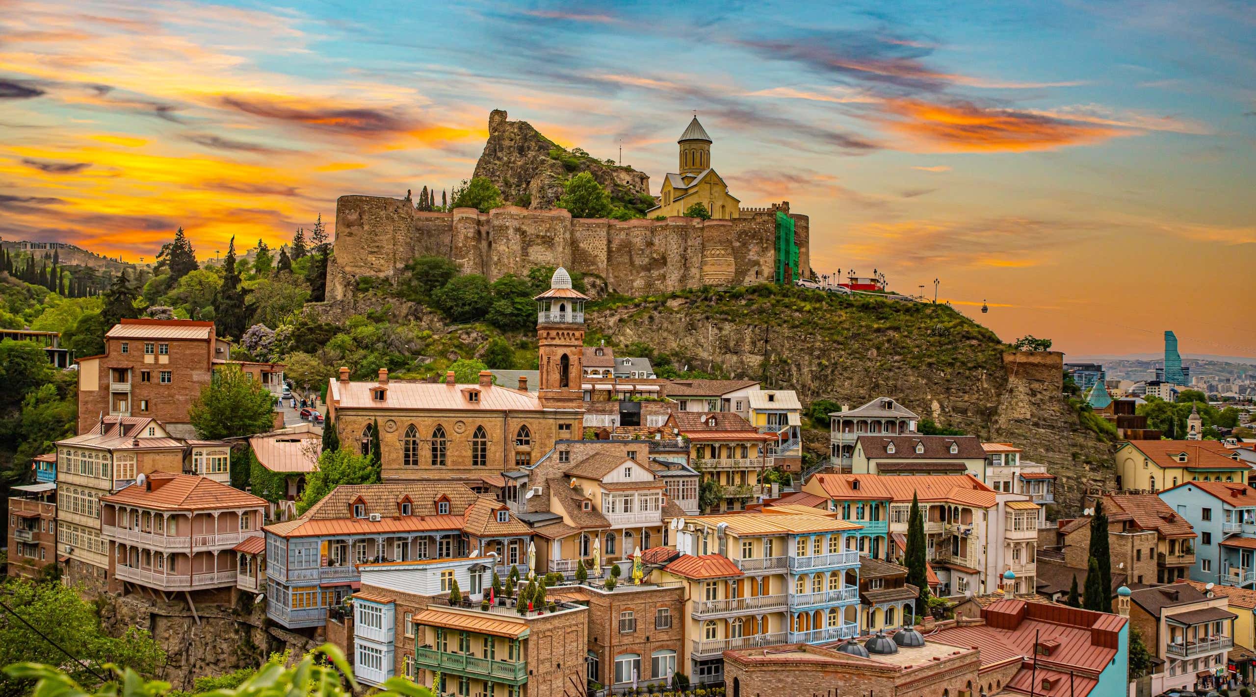 Historic streets of Tbilisi at sunset, Georgia