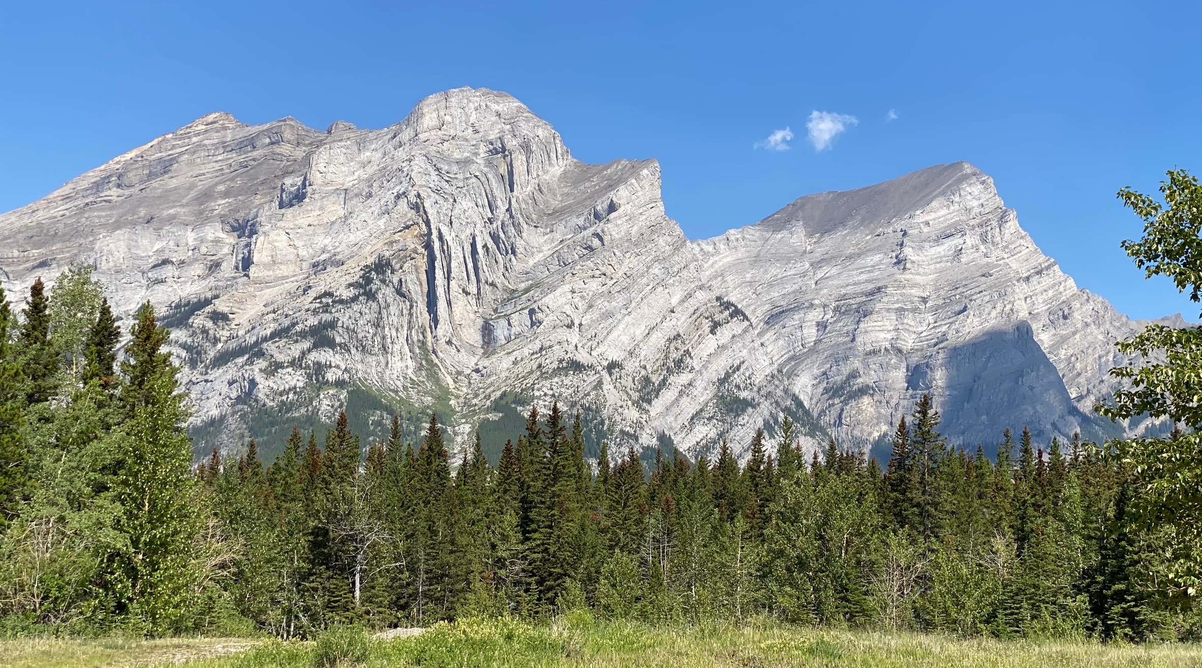 View of mountain peaks exposing beautiful geology in US national park, USA